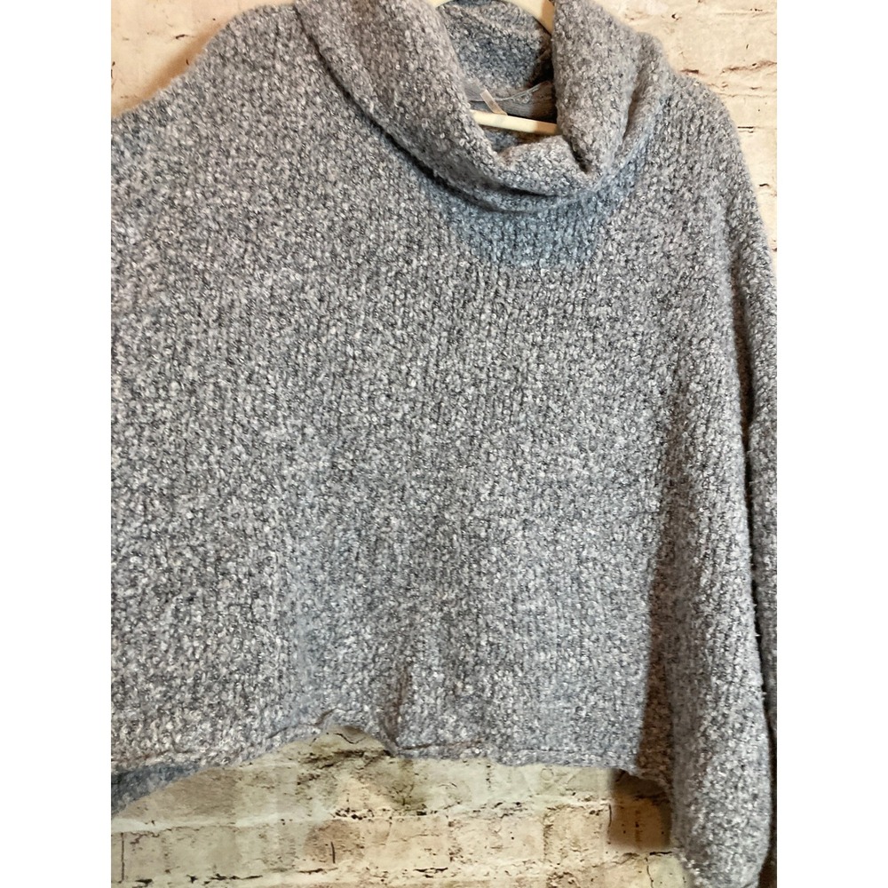 Free People BFF Cowl Neck Sweater Oversized Boxy Large Light Gray Soft Knit - Picture 4 of 15